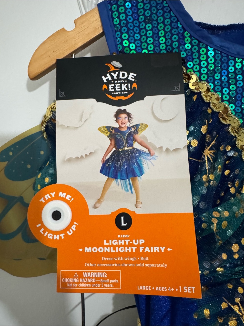 Hyde & Eek! Light-Up Moonlight Fairy Costume for Kids - Blue/Gold